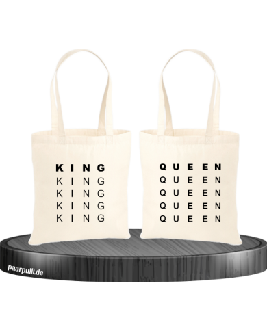 King und Queen untereinander Partnerlook Jutebeutel King und Queen untereinander Partnerlook Jutebeutel