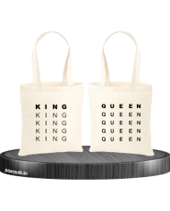 King und Queen untereinander Partnerlook Jutebeutel