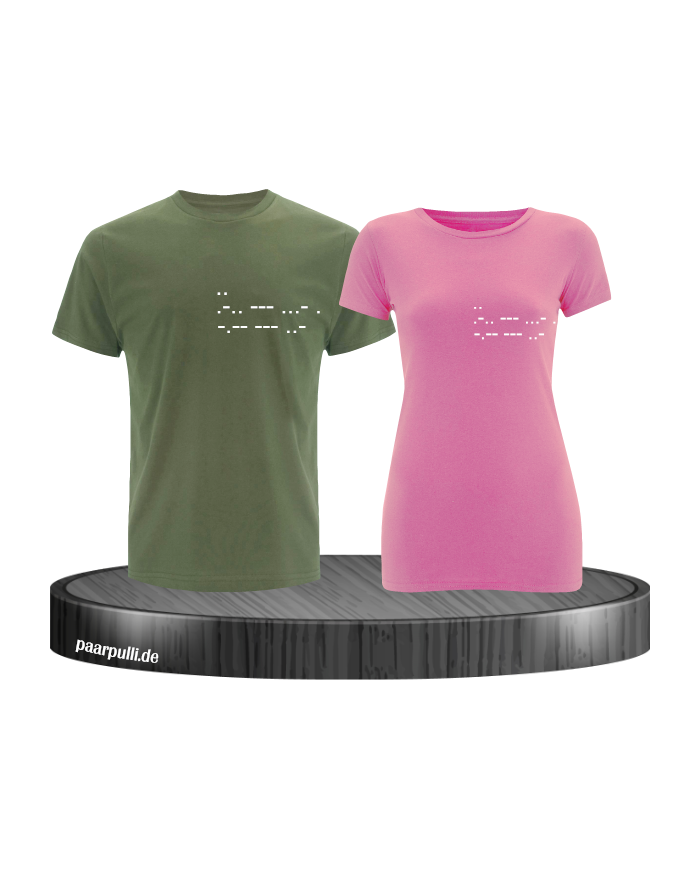 I Love you Morsecode khaki rosa