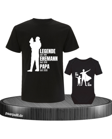 My Hero My Dad Partnerlook T-Shirt für Vater und Baby