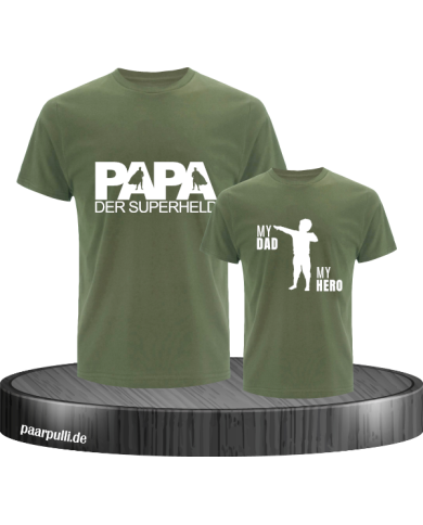 Papa der Superheld Partnerlook T-Shirts für Vater und Sohn