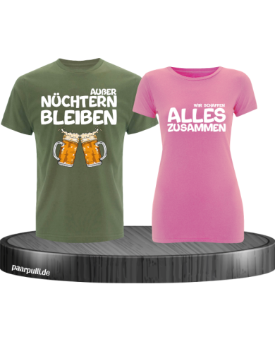 Partner T-Shirts bedruckt mit zusammen schaffen wir alles Partner T-Shirts bedruckt mit zusammen schaffen wir alles