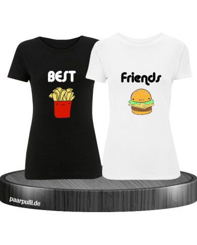 Best Friends Burger Pommes schwarz weiß Best Friends Burger Pommes schwarz weiß