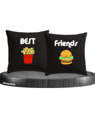 Pommes und Burger Kissenbezüge für Beste Freunde Set