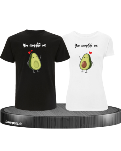 Pärchen T Shirt Set bedruckt mit You complete Me Pärchen T Shirt Set bedruckt mit You complete Me