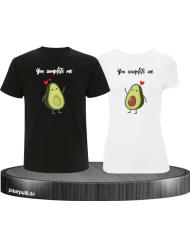 Pärchen T Shirt Set bedruckt mit You complete Me