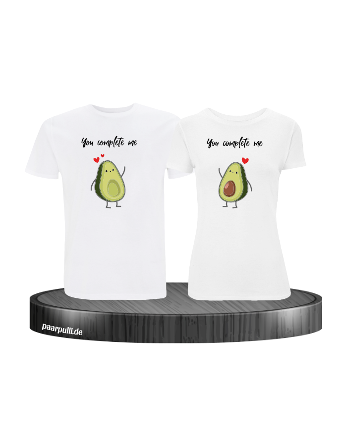 Pärchen T Shirt Set bedruckt mit You complete Me