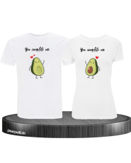 Pärchen T Shirt Set bedruckt mit You complete Me