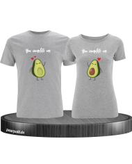 Pärchen T Shirt Set bedruckt mit You complete Me