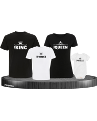 King Family 4er Familienset T-Shirts mit  Babybody