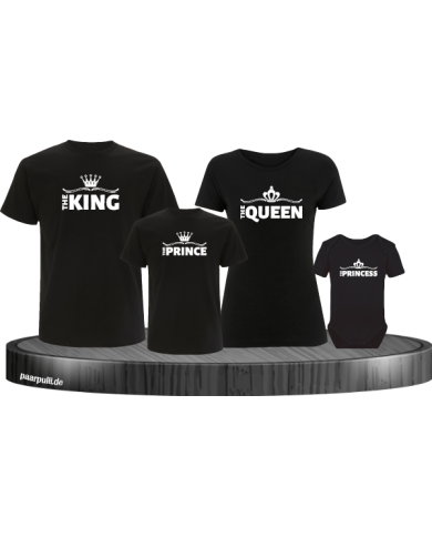 King Family 4er Familienset T-Shirts mit  Babybody King Family 4er Familienset T-Shirts mit  Babybody