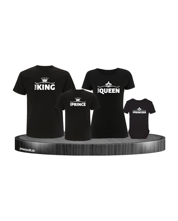 King Family 4er Familienset T-Shirts mit  Babybody