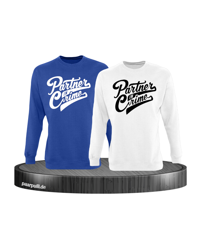 Partner in Crime Pärchen Sweatshirt blau weiß
