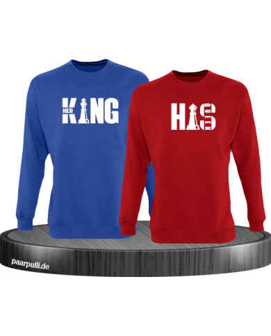 Her King His Queen Sweatshirt Blau Rot Her King His Queen Sweatshirt Blau Rot