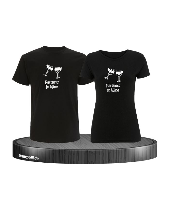 Partner in Wine Pärchen T-Shirt Schwarz