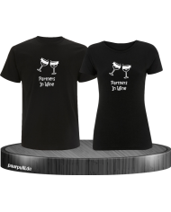 Partner in Wine Pärchen T-Shirt Schwarz