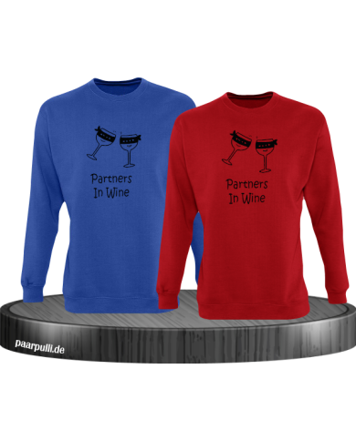 Partner in Wine Sweatshirt blau rot Partner in Wine Sweatshirt blau rot