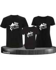 Shark Family Tante, Mama, Baby Familien-Set T-Shirts mit Babybody