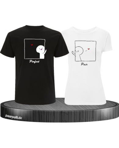 Perfect Pair Pärchen T-Shirt schwarz weiß Perfect Pair Pärchen T-Shirt schwarz weiß