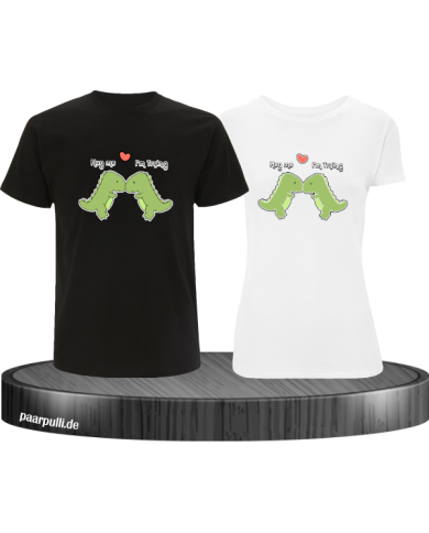 Hug Me I'm Trying Pärchen T-Shirt schwarz weiß Hug Me I'm Trying Pärchen T-Shirt schwarz weiß