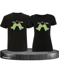 Hug Me I'm Trying Pärchen T-Shirt schwarz