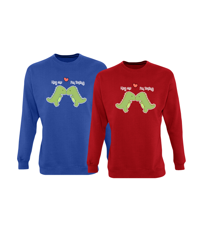 Hug Me I'm Trying Sweatshirt blau rot