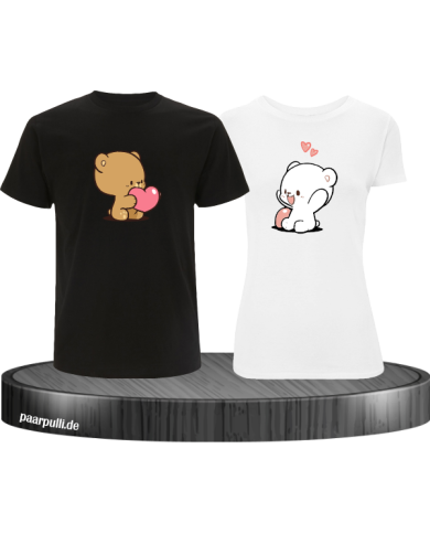 Milk and Mocha  Pärchen T-Shirt schwarz weiß Milk and Mocha  Pärchen T-Shirt schwarz weiß