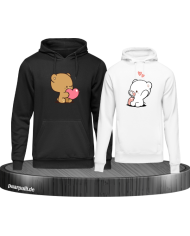 Milk and Mocha Hoodie weiß schwarz